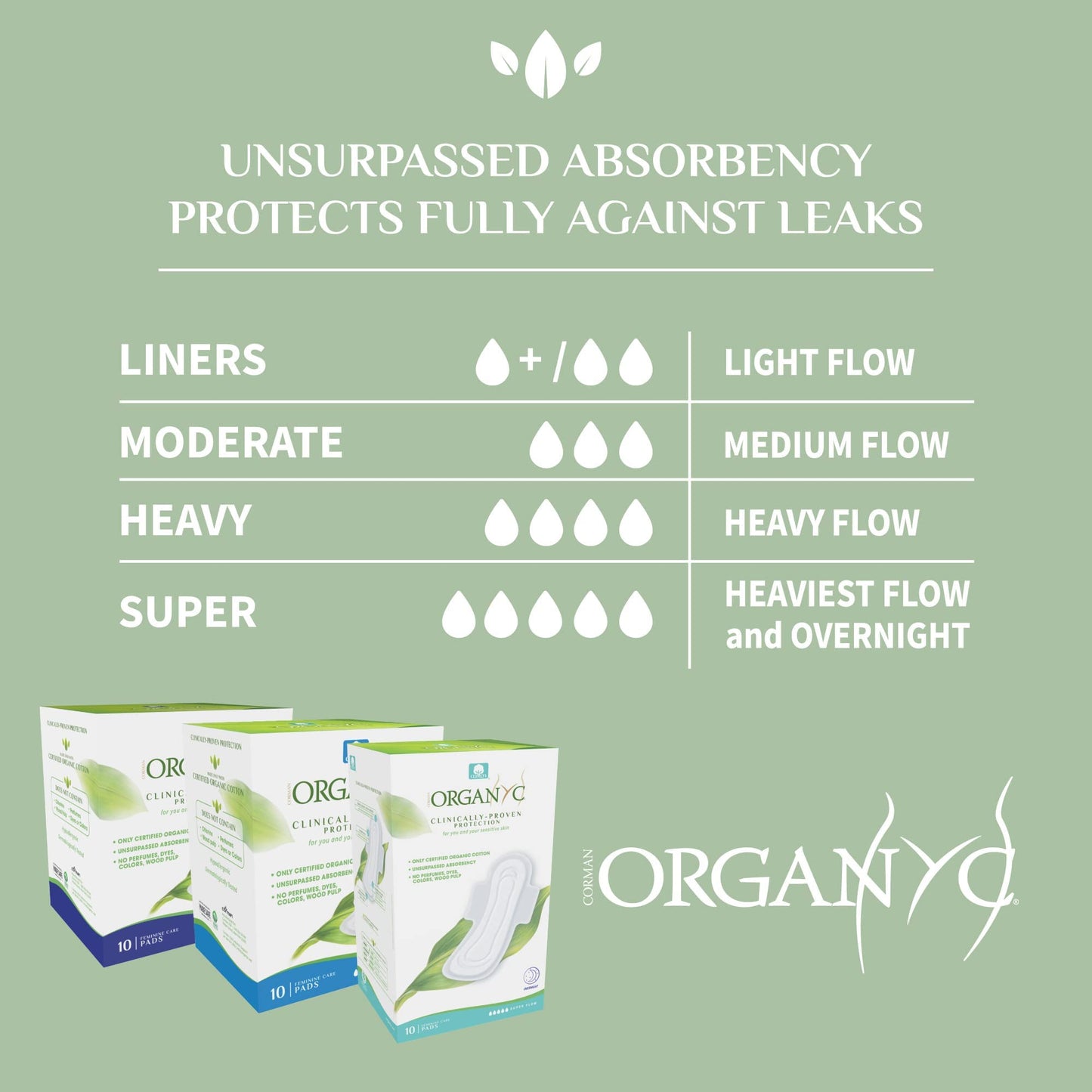 Organyc - Feminine Pads - Moderate Flow (10 Count) + Everyday Ultra-Thin Panty Liners (24 Count)