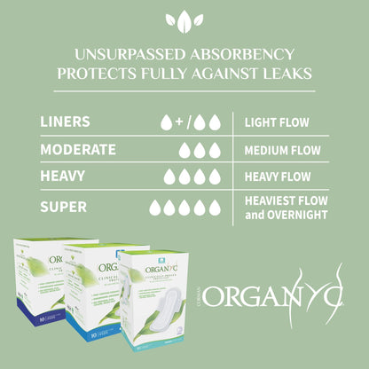 Organyc - Feminine Pads - Moderate Flow (10 Count) + Everyday Ultra-Thin Panty Liners (24 Count)