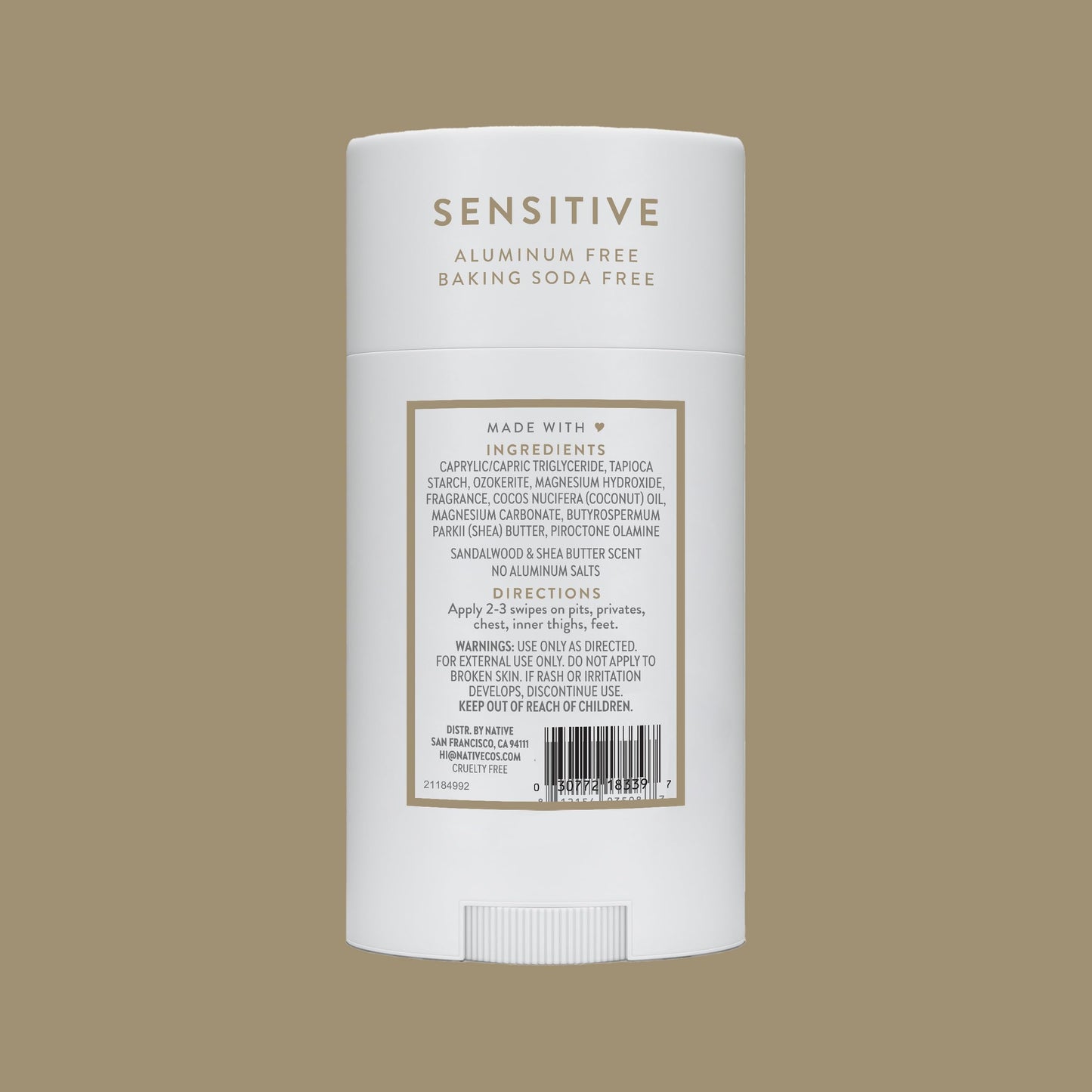 Native | Sandalwood & Shea Butter| Sensitive |Whole Body |Deodorant| 2.4 oz