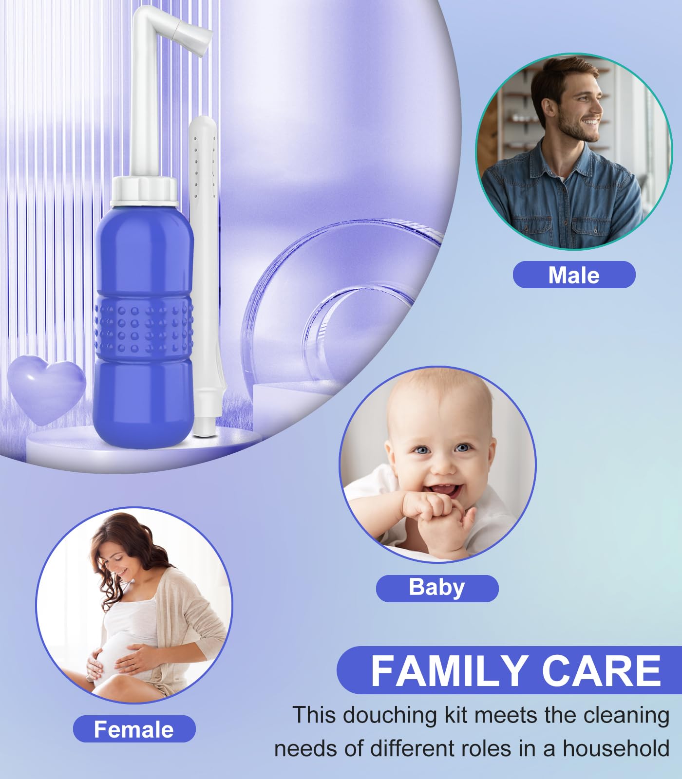 Enema Douche, Portable Travel Douche for Personal Hygiene Cleaning,15 Oz Douche Bottle for After Birth Care, Vaginal Cleaning, Recovery, Hospital Labor and Delivery Essentials-Blue