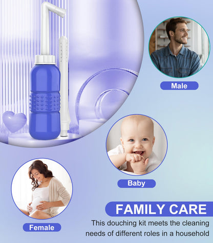 Enema Douche, Portable Travel Douche for Personal Hygiene Cleaning,15 Oz Douche Bottle for After Birth Care, Vaginal Cleaning, Recovery, Hospital Labor and Delivery Essentials-Blue