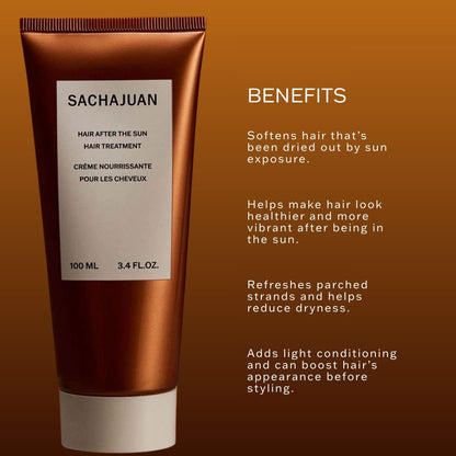 SACHAJUAN Hair After The Sun | Leave-In Treatment to Replenish Moisture & Shine | Helps Reduce Dryness from Sun, Saltwater & Chlorine | Lightweight Conditioning Care | Vegan | 3.4 oz