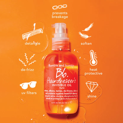 Bumble and bumble. Hairdresser's Invisible Oil Frizz-Reducing Hair Oil | Heat Protection, Frizz Control + Shine | Curly, Wavy, Straight | With Grapeseed, Coconut + Argan Oils