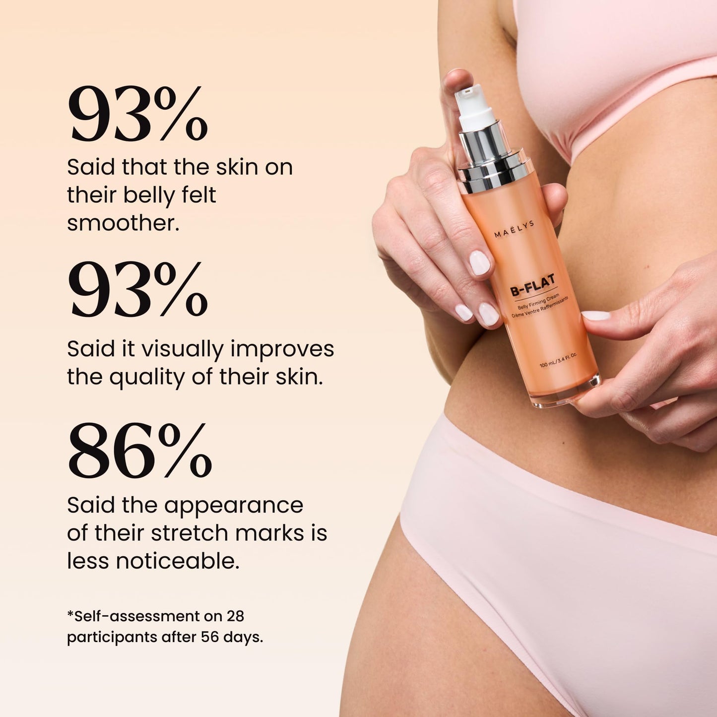 MAËLYS B-FLAT Belly Firming Cream for Women - Skin Tightening & Moisturizing Treatment with Shea Butter & Bentonite Clay - Smooths Look of Stretch Marks - Postpartum Body Care (3.4 Fl Oz)
