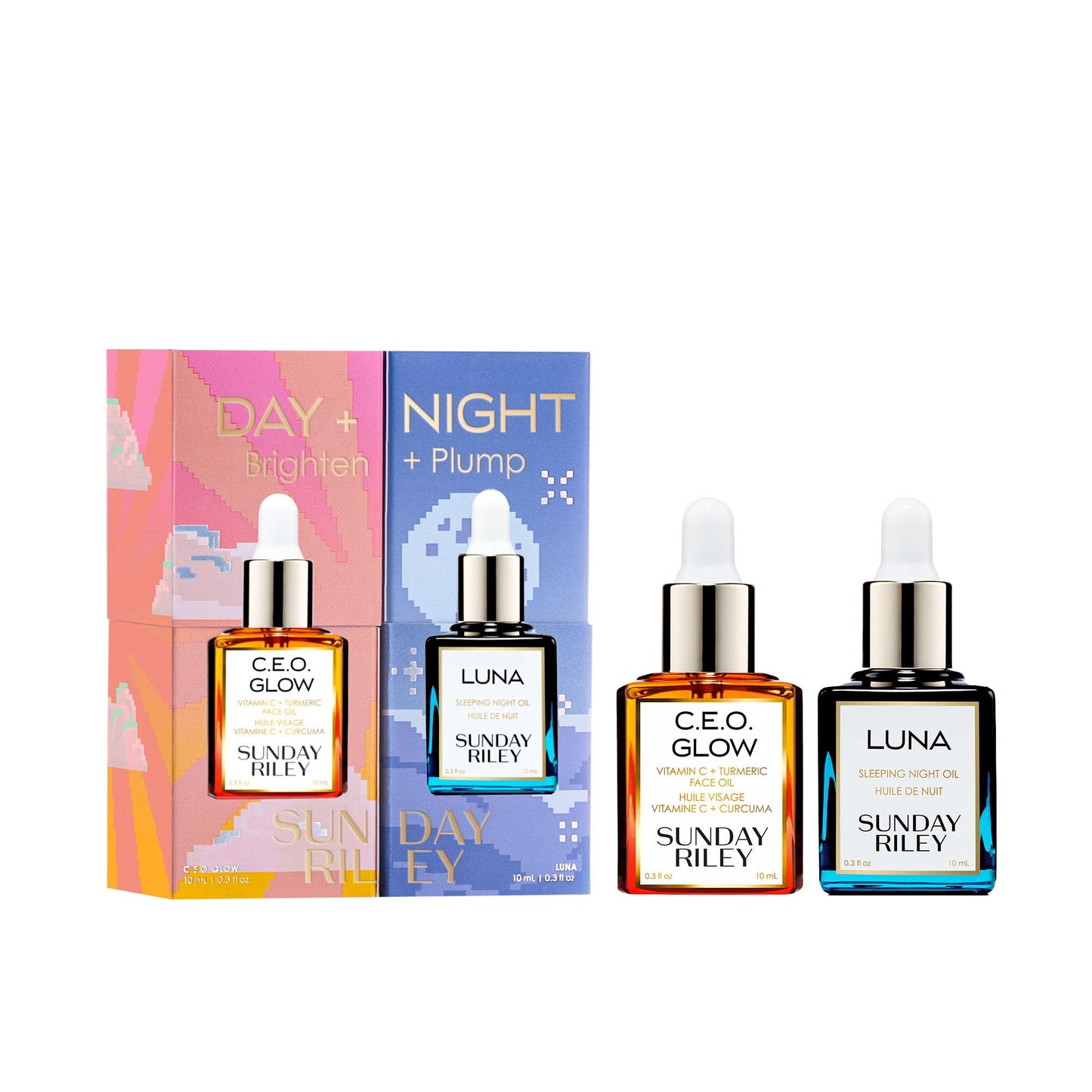 Sunday Riley Day + Night Brighten + Plump Set