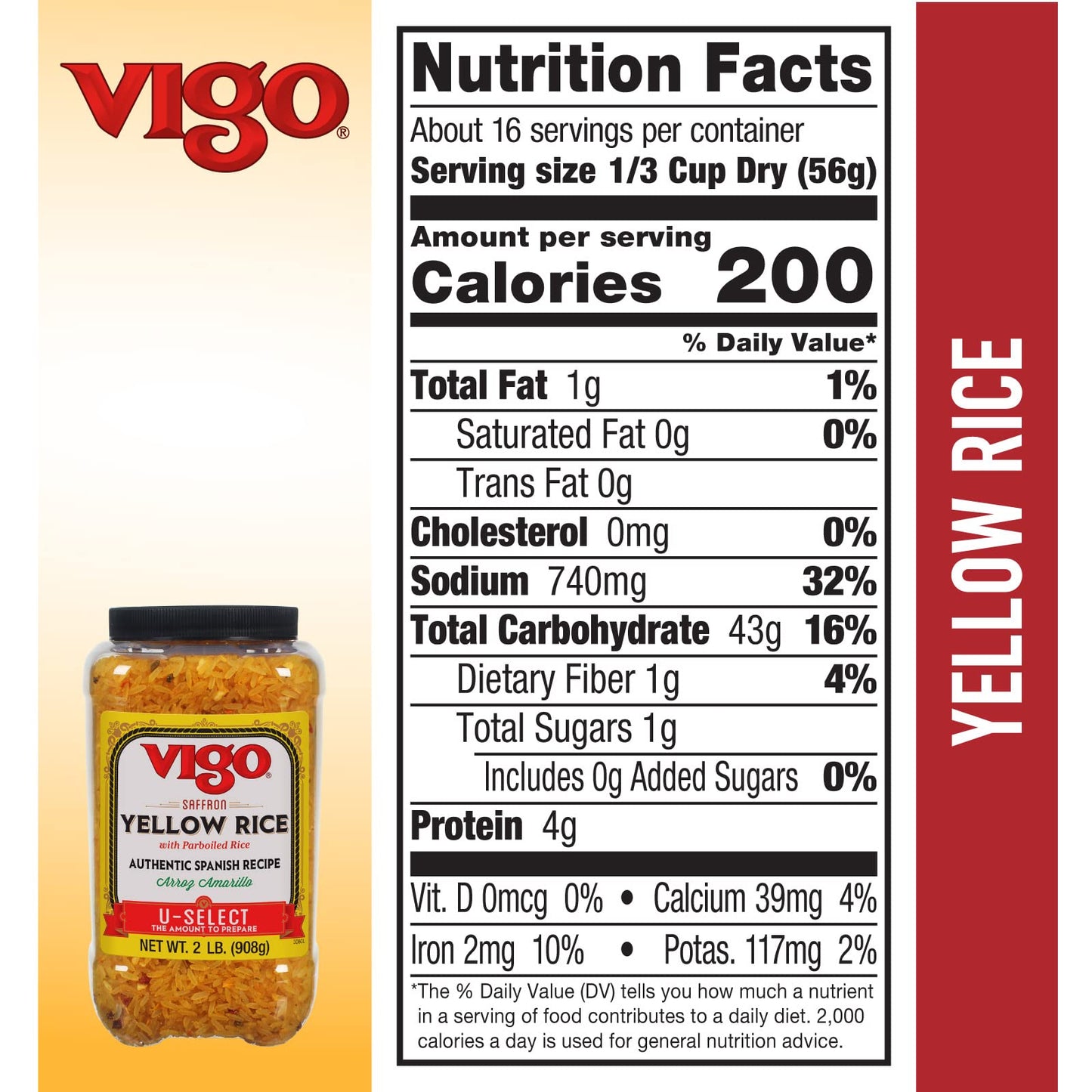 Vigo Authentic Saffron Yellow Rice, Low Fat, 2lb (Pack of 1)