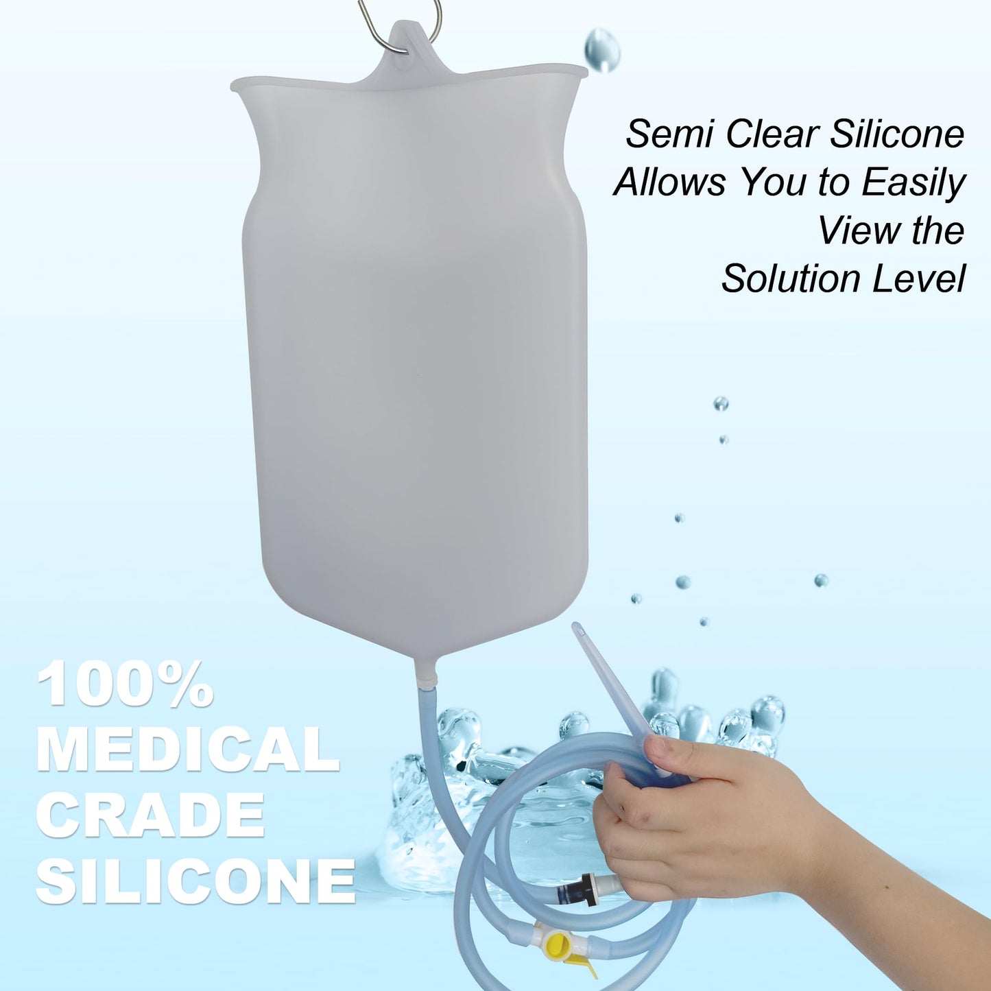 Deepdeem Clear Silicone Enema Bag Kit – 2 Quart Reusable Colon & Detox Care System with 6.75ft Hose & 7 Tips, Non-Toxic Home Colonic Kit for Men & Women (Coffee/Water Compatible)