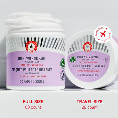 First Aid Beauty - Ingrown Hair Pads with BHA + AHA - Aftershave Treatment Pads to Help Prevent Razor Bumps for Men & Women - Exfoliate Underarms & Bikini Area - Compostable for Daily Use - 28 Pads