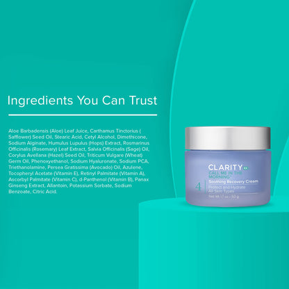 ClarityRx Call Me In The Morning Soothing Recovery Facial Cream, Natural Plant-Based Face Moisturizer with Skin-Protecting Antioxidants, Paraben & Cruelty Free Skin Care