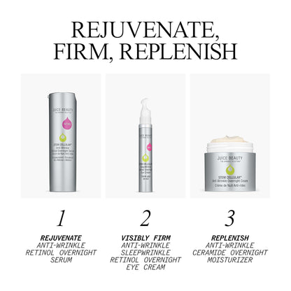 Juice Beauty Stem Cellular Anti-Wrinkle Retinol Overnight Serum - 30 mL - Reduces Look of Fine Lines, Wrinkles, Dark Spots + Skin Roughness - Vegan, Cruelty Free