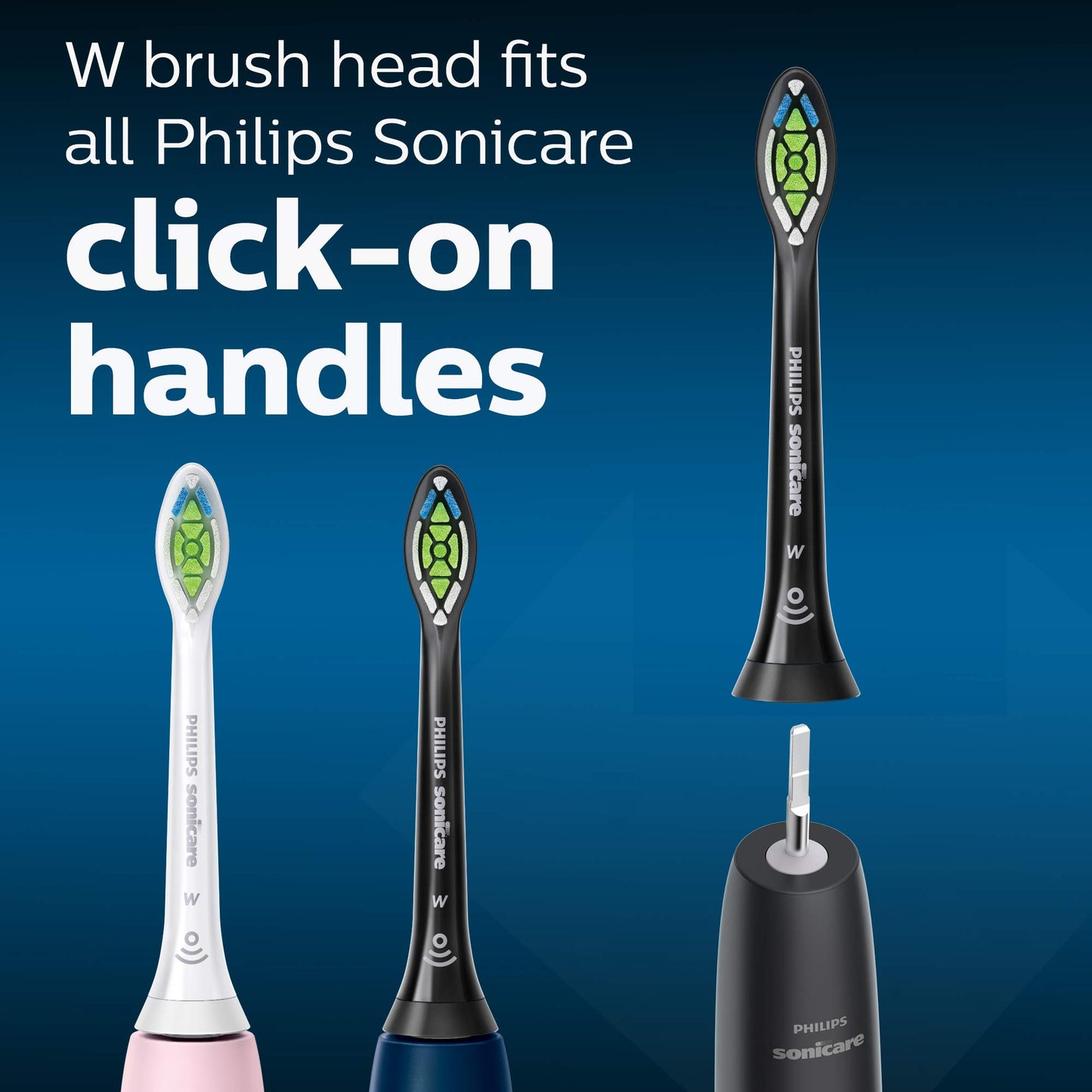 Philips Sonicare W DiamondClean - Genuine Replacement Electric Toothbrush Heads, Black, 2 Pack, HX6062/95