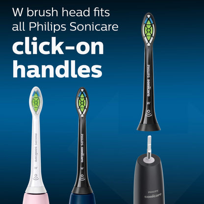 Philips Sonicare W DiamondClean - Genuine Replacement Electric Toothbrush Heads, Black, 2 Pack, HX6062/95