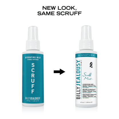 Billy Jealousy Signature Scruff Mist 3-in-1 Hydrating Beard, Shave & Face Spray for Men with Vitamin E | Soften Stubble, Refresh, Tone & Moisturize Skin, and Promote Healthy Beard Growth, 4 Fl Oz