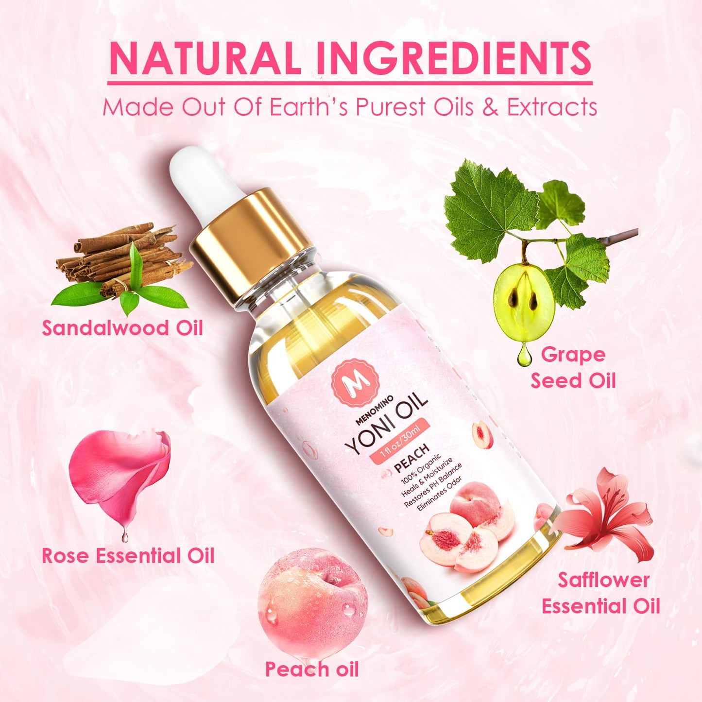 3 Pack Yoni Oil Feminine Oil for Women pH Balance - Feminine Deodorant with Pineapple Peach Strawberry Essential Oil, 1 fl oz/pc