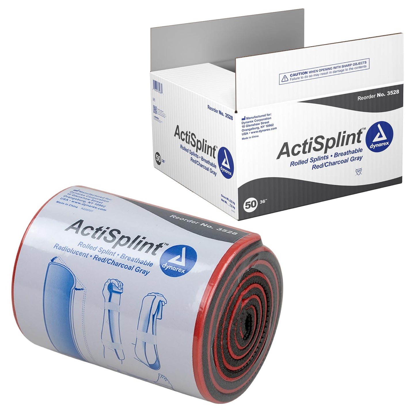 Dynarex Multipurpose ActiSplints - Reusable Waterproof First Aid Splints for Emergency Medical Supplies & Sports Medical Kit - 4¼" × 36" Rolled Splint, 1 Roll