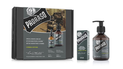 Proraso Cypress and Vetyver Beard Care Duo Kit - Beard Wash and Oil with Fresh, Earthy Scent for Long or Full Beards - Premium Italian Gift Set for Men