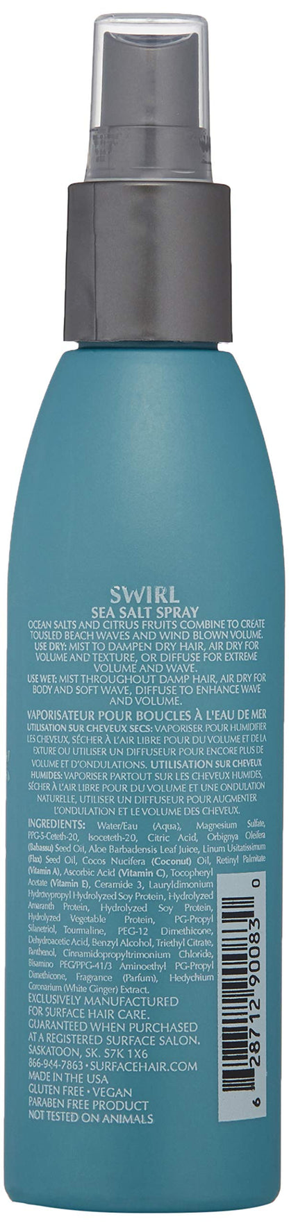 Surface Hair - SWIRL Sea Salt Spray - Get Beach Waves, Add Texture And Volume, 6 Fl. Oz.