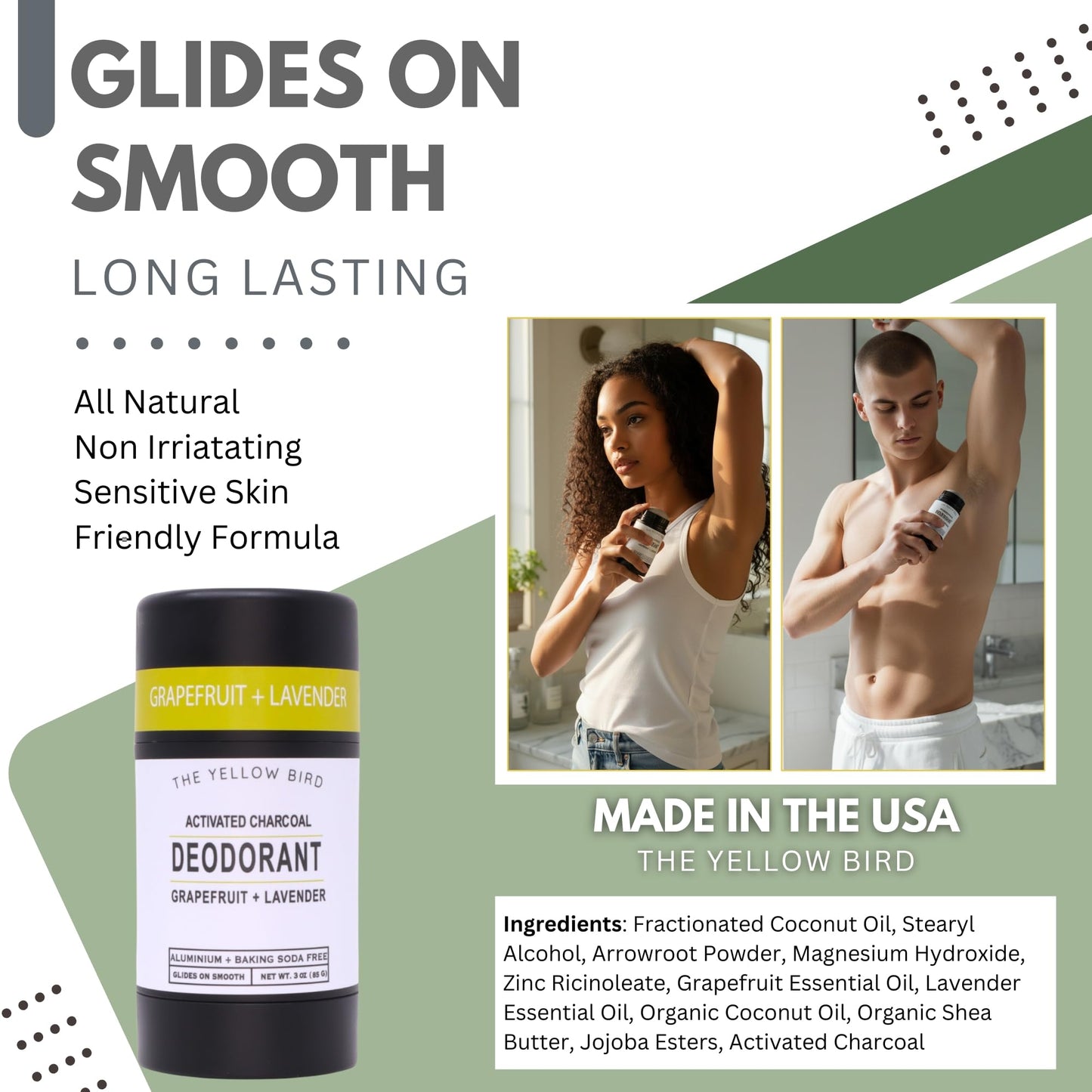 Magnesium Deodorant for Men & Women - Natural, USA Made, Aluminum & Baking Soda Free Deodorant. Long Lasting Protection for Sensitive Skin. Includes Charcoal, Essential Oils, and Organic Ingredients