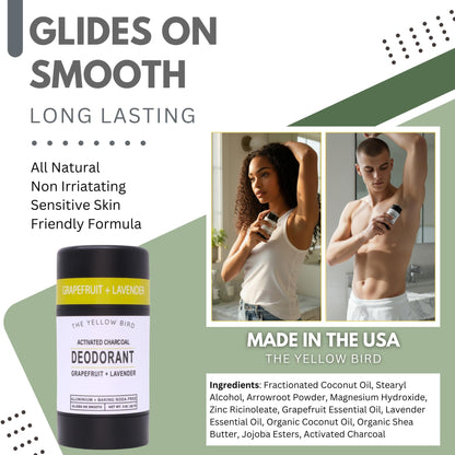 Magnesium Deodorant for Men & Women - Natural, USA Made, Aluminum & Baking Soda Free Deodorant. Long Lasting Protection for Sensitive Skin. Includes Charcoal, Essential Oils, and Organic Ingredients