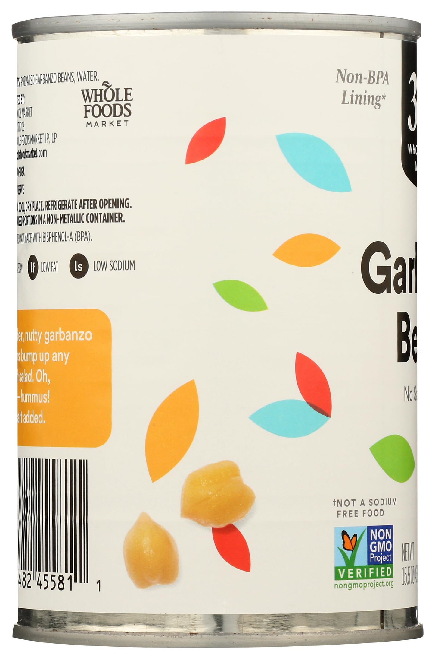 365 by Whole Foods Market, Unsalted Garbanzo Beans, 15.5 Ounce
