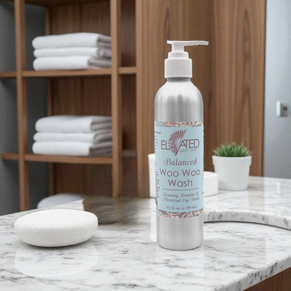 Natural Feminine Wash For Women - Woo Woo Wash Gentle Herbal Infused Intimate Care - Postpartum - Vegan Vaginal Wash Aluminum Bottle (Balanced (Clary Sage & Orange), With Pump)