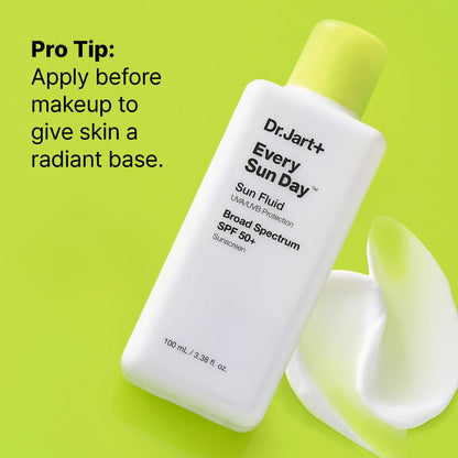 Dr.Jart+ Every Sun Day Sun Fluid Korean Sunscreen SPF 50+ for Face | Korean Skin Care, 3.38 Fl Oz