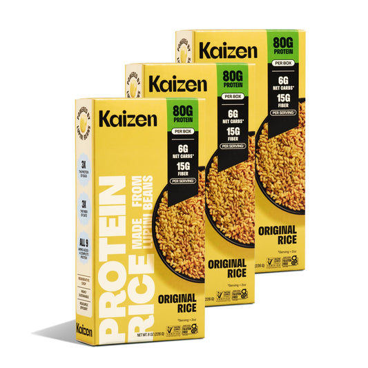 Kaizen Low Carb Keto Rice - Gluten-Free, High Protein (20g), Keto Friendly, Plant Based, Made with High Fiber Lupin Flour - 8 ounces (Pack of 3)
