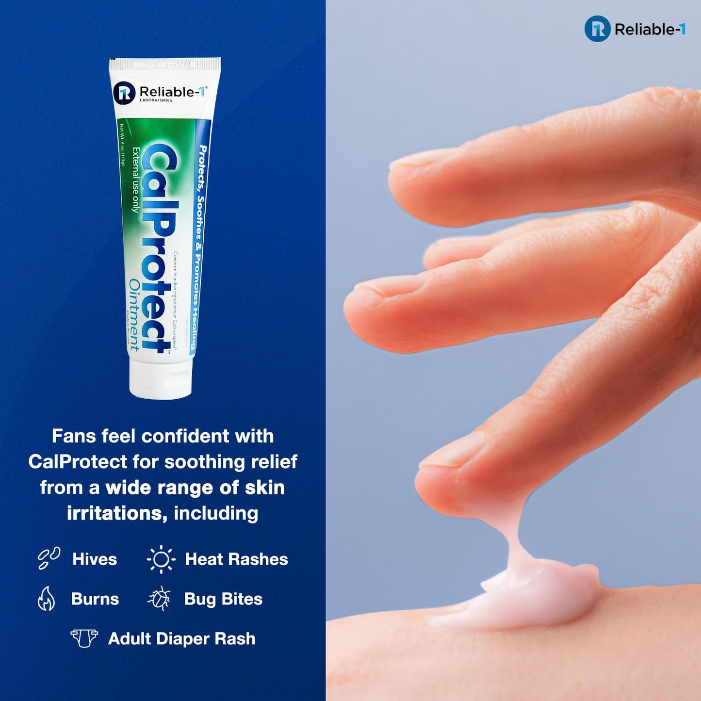 CalProtect Anti-Rash Moisturizing Ointment (4oz Tube) Reliable-1 Laboratories Adult Diaper Incontinence - Skin Barrier Soothing Repair And Relief For Men & Women