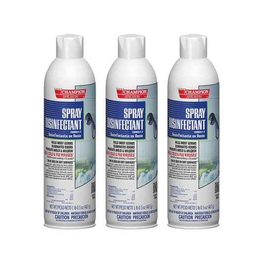 Champion Aerosol Disinfectant Original Scent. 3-16.5 oz. Net cans.