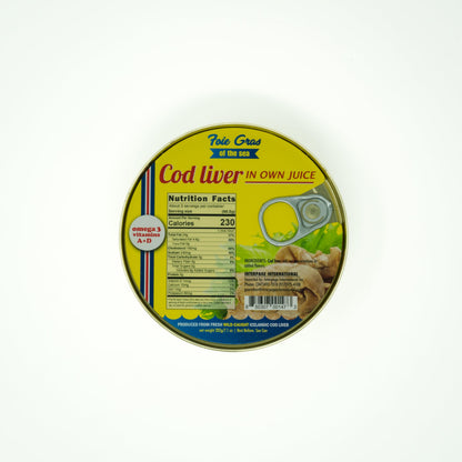 Foie Gras of the Sea Icelandic Wild-Caught Cod Liver (Foie de Morue) in Own Oil, 7.1 oz, Pack of 5 – Natural Omega-3 & Vitamins A/D Source, Gourmet Nordic Seafood, BPA-Free Can