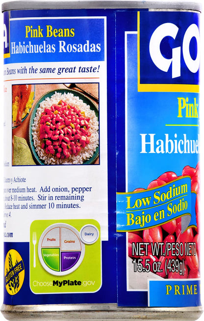 Goya Foods Low Sodium Pink Beans, 15.5 Ounce (Pack of 2)