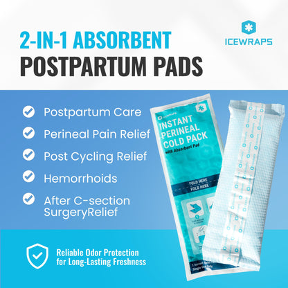 ICEWRAPS Instant Postpartum Cold Pads for Women After Birth – Ice Packs for Postpartum Care, Easy to Activate (Squeeze to Use) Stays Cold up to 20 Min, 12 Pack, Disposable Pads – FSA-HSA Eligible