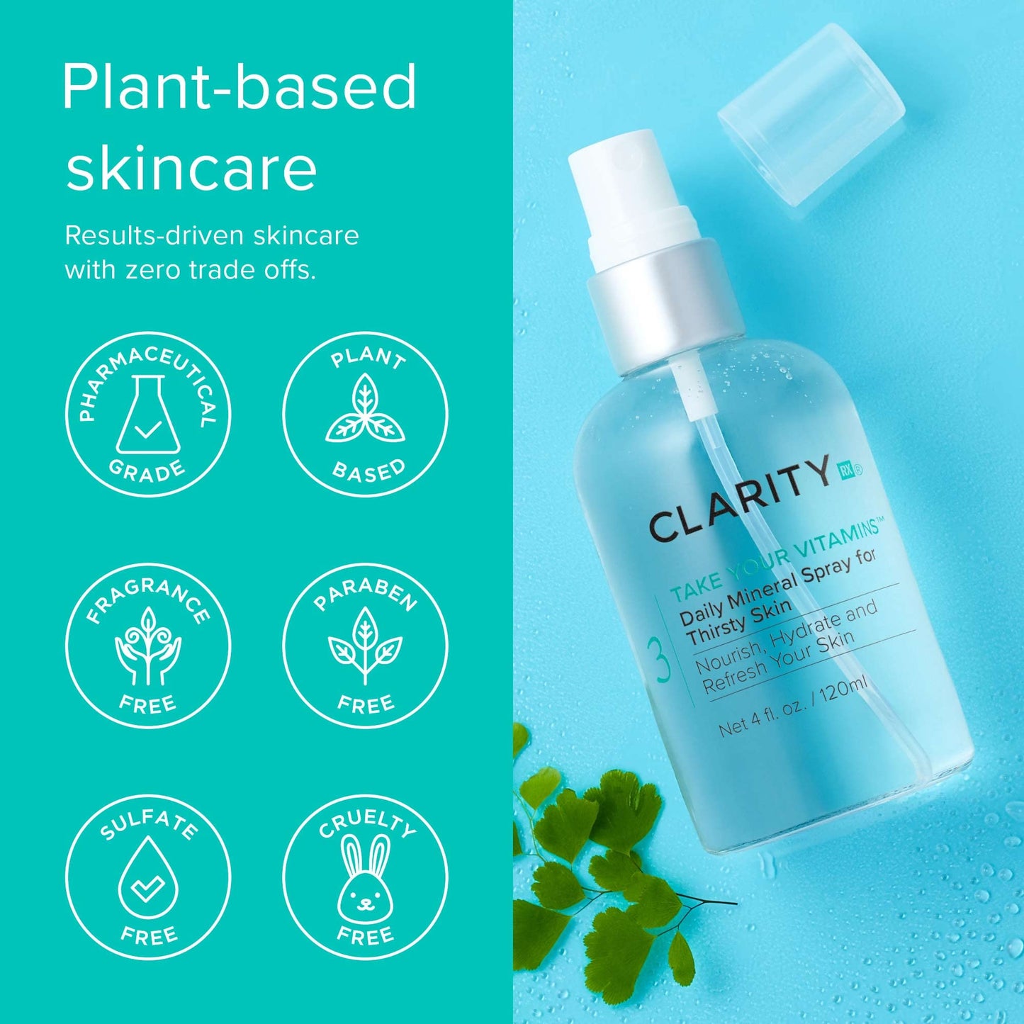 ClarityRx Take Your Vitamins Daily Mineral Spray for Dry Skin, Natural Plant-Based Moisturizing Face & Body Mist for All Skin Types