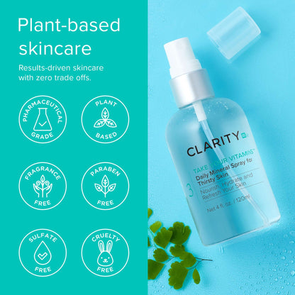 ClarityRx Take Your Vitamins Daily Mineral Spray for Dry Skin, Natural Plant-Based Moisturizing Face & Body Mist for All Skin Types