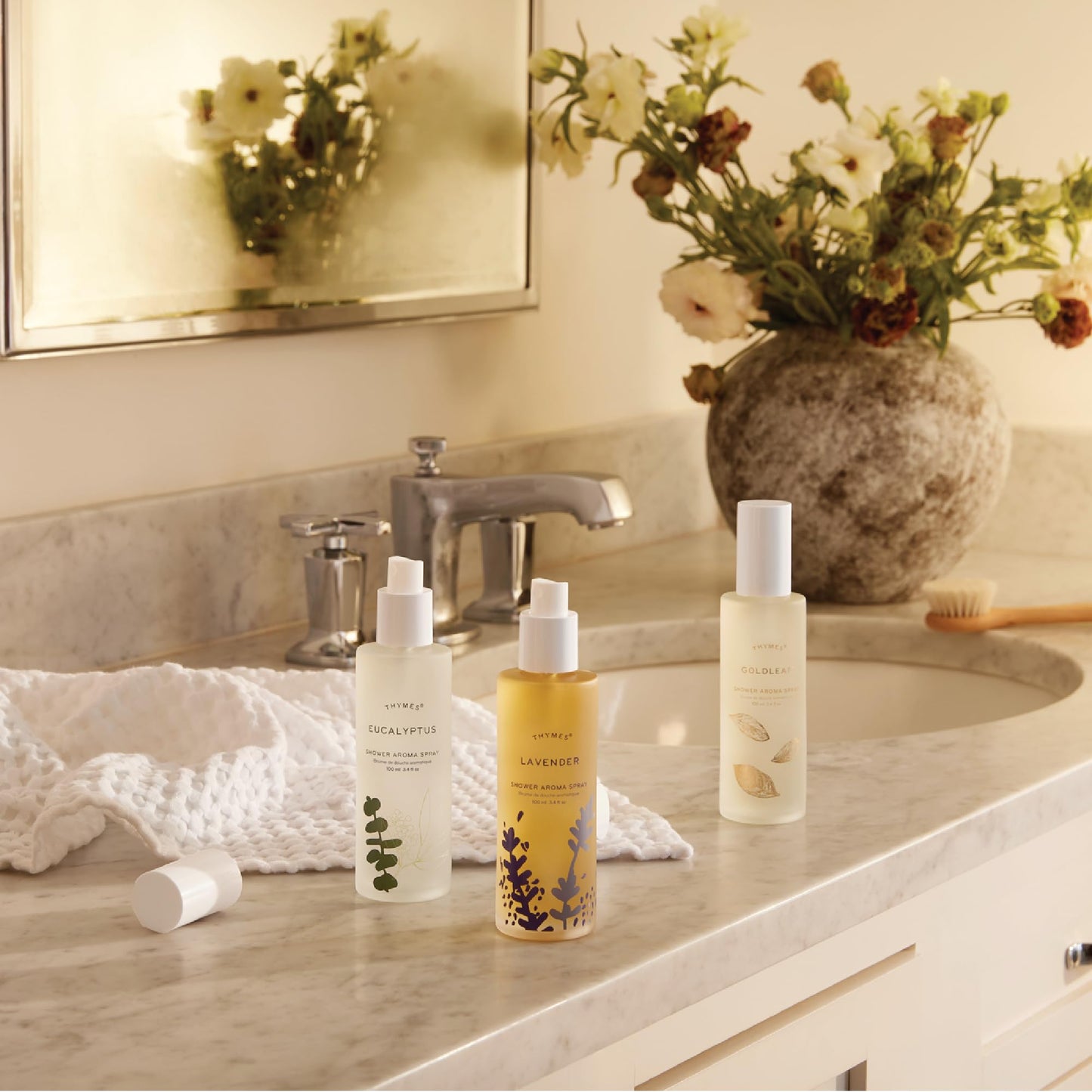 Thymes Daily Shower Spray for a Spa Like Experience - Home Essentials - Mist Scented with Eucalyptus Oil, Italian Lemon, Bergamot & Lemongrass (Eucalyptus Shower Spray, 3.4 fl oz)