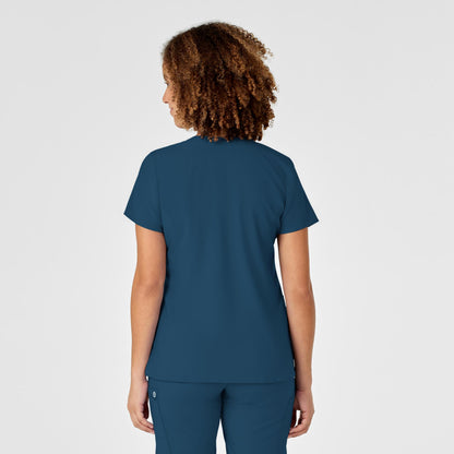 WonderWink Women's Plus-Size Women's Mock Wrap Top Shirt, Caribbean Blue, 4-XLarge