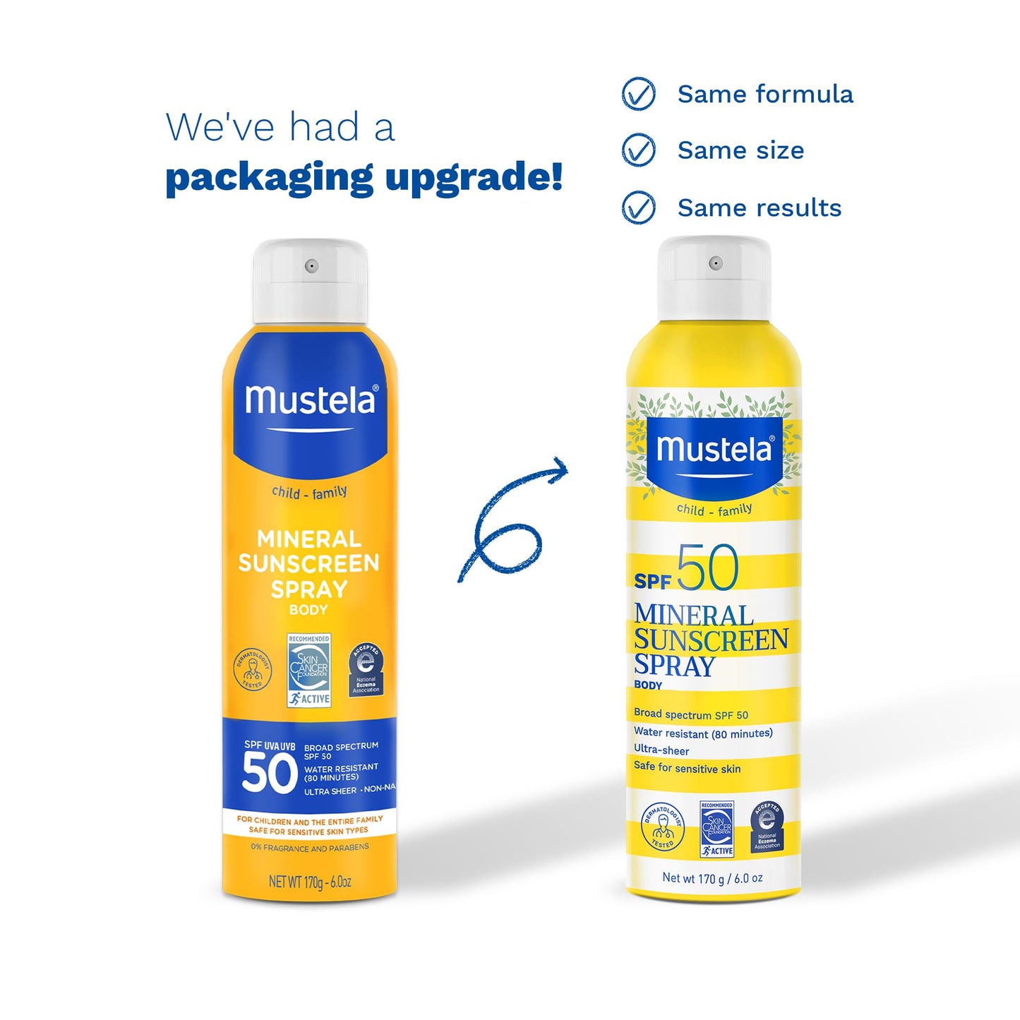 Mustela Baby Mineral Sunscreen Spray SPF 50 Broad Spectrum - Body Sun Spray for Sensitive Skin - Water Resistant & Fragrance Free - 6 fl.oz.