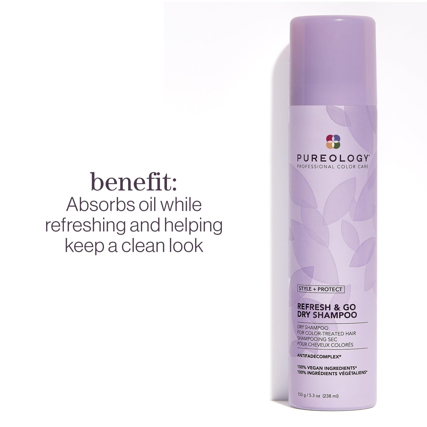 Pureology Style + Protect Refresh & Go Dry Shampoo For Oily and Color-Treated Hair - Volumizes and Protects from Heat Dry Shampoo, Silicone-Free & Vegan