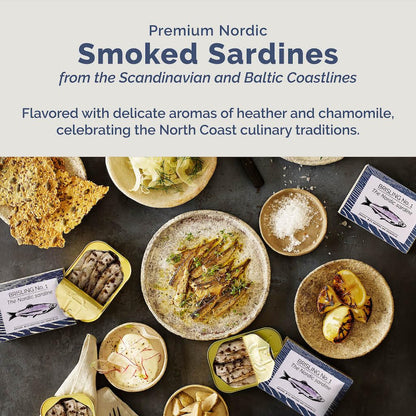 Fangst Brisling No. 1 | Tinned Nordic Sardines Smoked with Heather & Chamomile | 3 x 100g Can