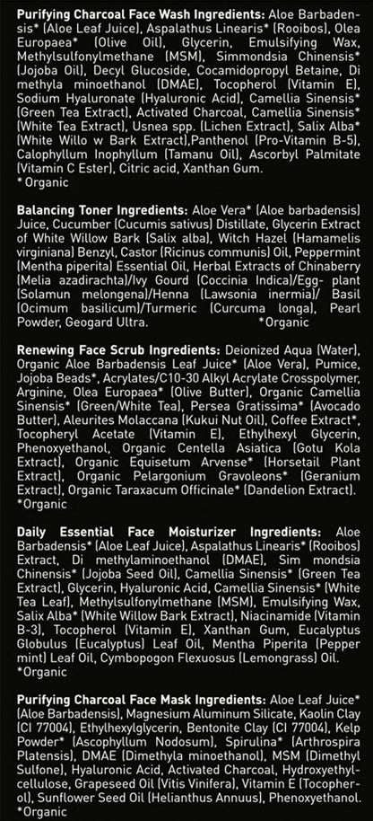Brickell Men's Daily Elite Face Care Routine II, Toner, Charcoal Facial Wash, Face Scrub, Anti-Aging Night Cream, Eye Cream, Charcoal Mask and Moisturizer, Natural and Organic, Scented