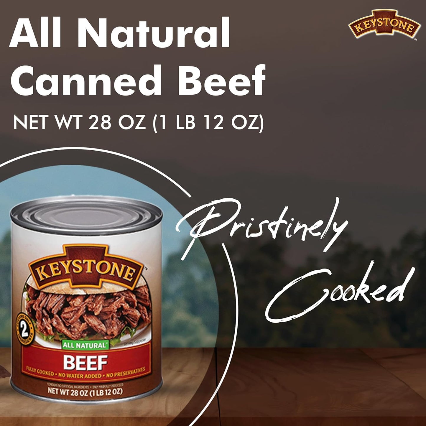 KEYSTONE Meats All Natural Canned Beef, Chicken & Pork Pack of 3, 28 Oz Long Term Emergency Survival Food Canned Meat | Fully Cooked Ready to Eat