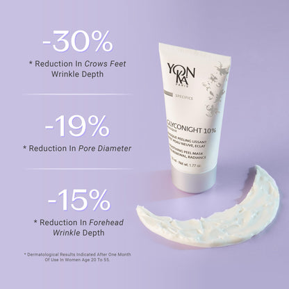 Yon-Ka Glyconight 10% Peel Masque Anti-Aging Face Mask, Skin Renewal for Wrinkles and Pore Reduction with Glycolic Acid