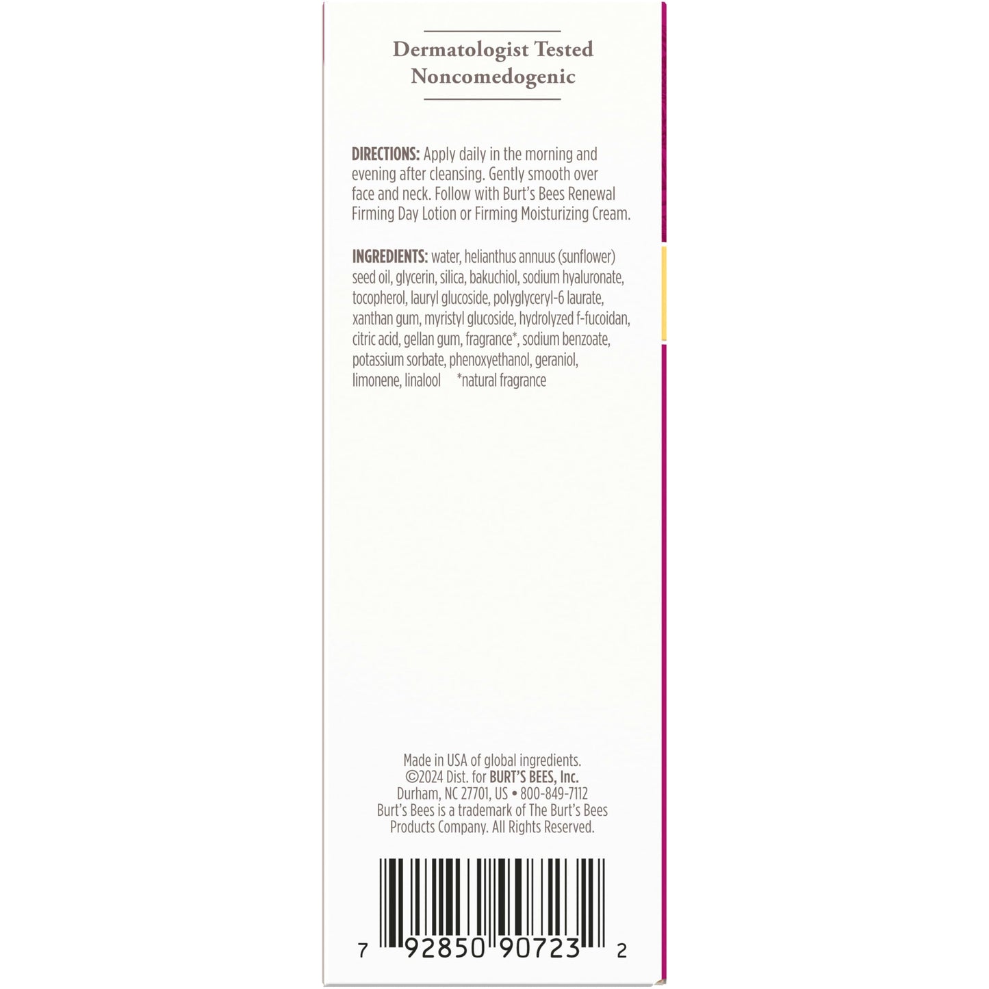 Burt's Bees Renewal Intensive Firming Serum With Natural Retinol Alternative and Hyaluronic Acid, Powerful Natural Anti-Aging Ingredients, 98.6 Percent Natural Origin Skin Care, 1 fl. oz. Bottle