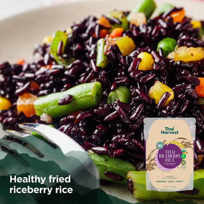 THAI HARVEST 100% USDA Organic Riceberry Rice 7 Ounce (Pack of 8) Microwaveable 90 Seconds Ready to Eat Instant Rice for Quick Dinner Meals Zero Preservatives Gluten Free