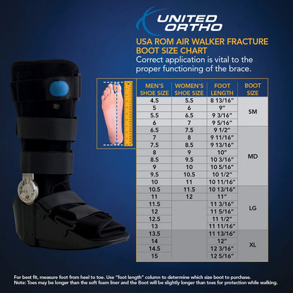 United Ortho 12305 Range of Motion Tall Air Walking Boot, Medium