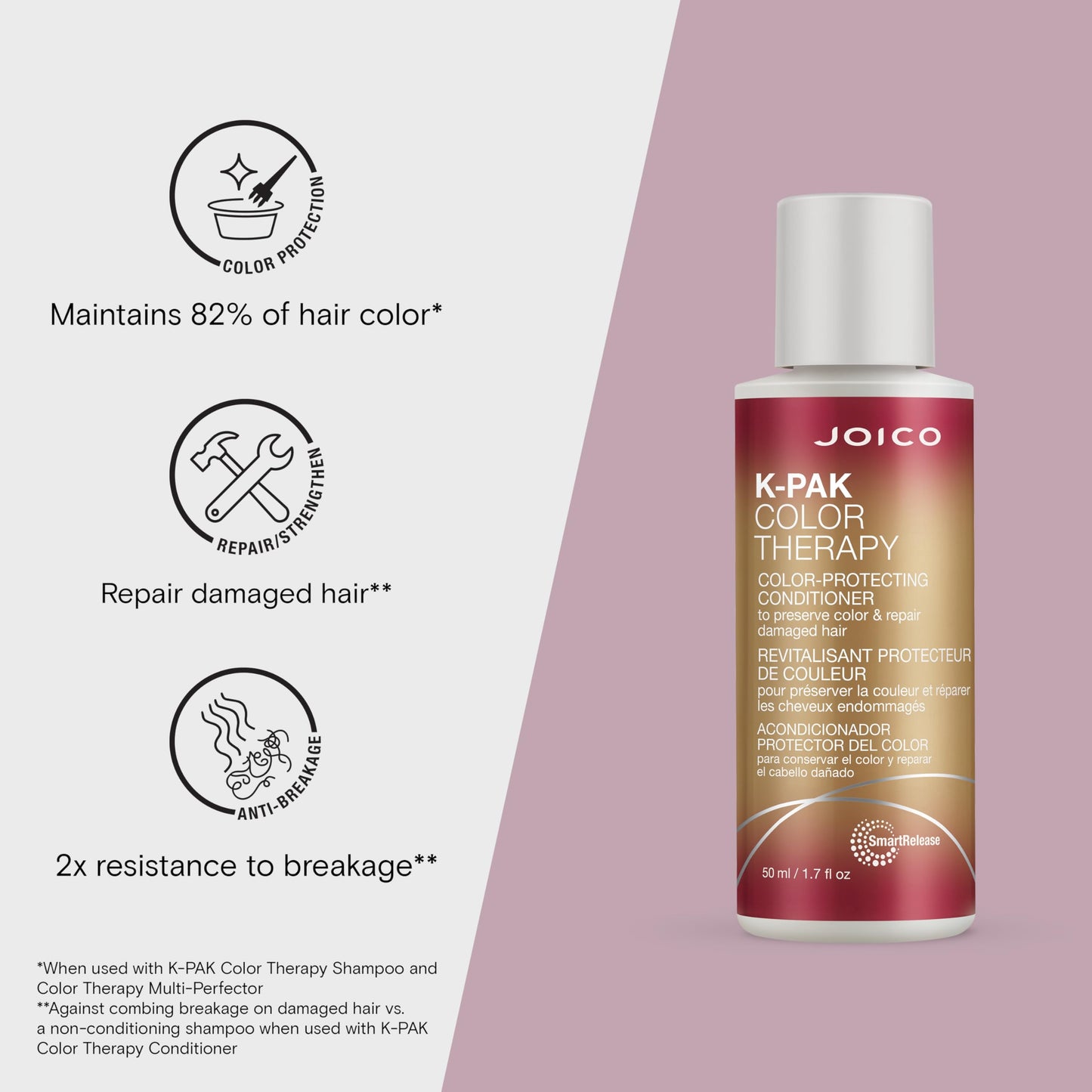Joico K-PAK Color Therapy Color-Protecting Conditioner | For Color-Treated Hair | Boost Shine | Improve Elasticity | Repair Breakage | Rebuild Damaged Hair | With Keratin & Argan Oil
