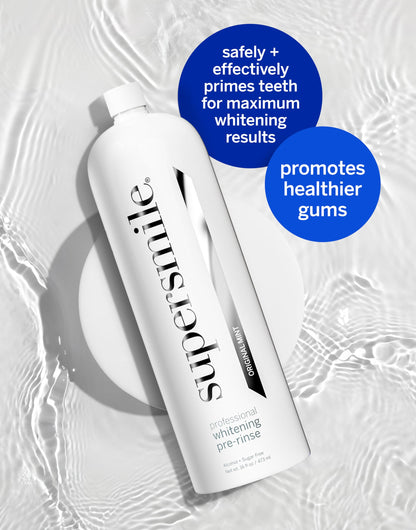 Supersmile Whitening Pre-Rinse - Clinically Formulated Pre-Brush Dental Mouthwash, Cleans and Whitens Teeth in Hard-to-Reach Places - Fresh Breath - Anti-Germicidal - Alcohol-Free (16 Fl Oz)