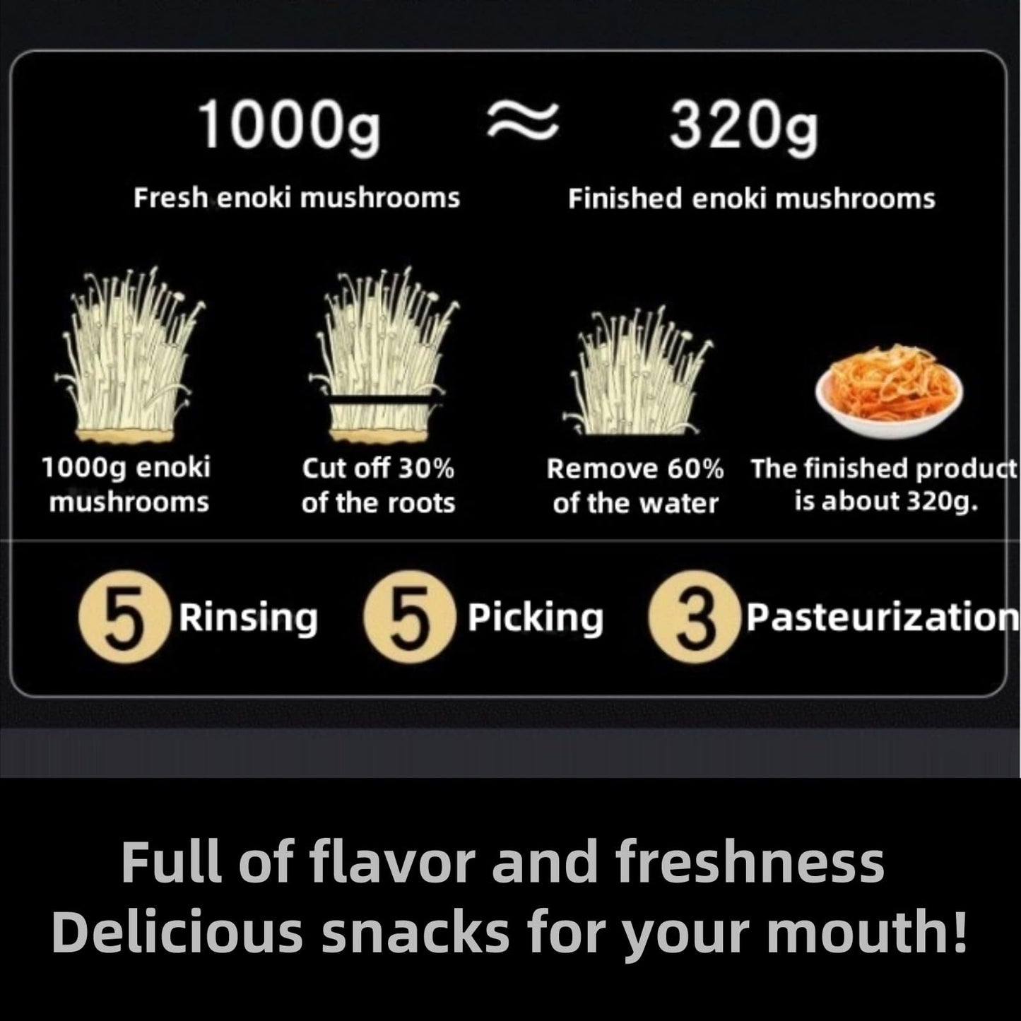 Noble Createaprototype Spicy Enoki Mushroom Snack, Chinese Style Chili Oil Pickled Mushrooms, Ready to Eat, Vegan, Gluten Free