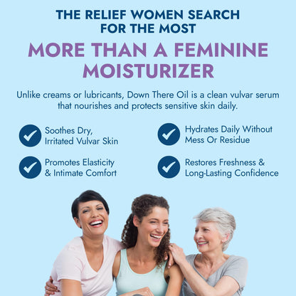 Down There Oil - External Intimate V Support for Dryness, Moisturization, Comfort and Confidence - Great for Daily Use - Estrogen-Free Intimate Oil for Feminine Care - 5 ml