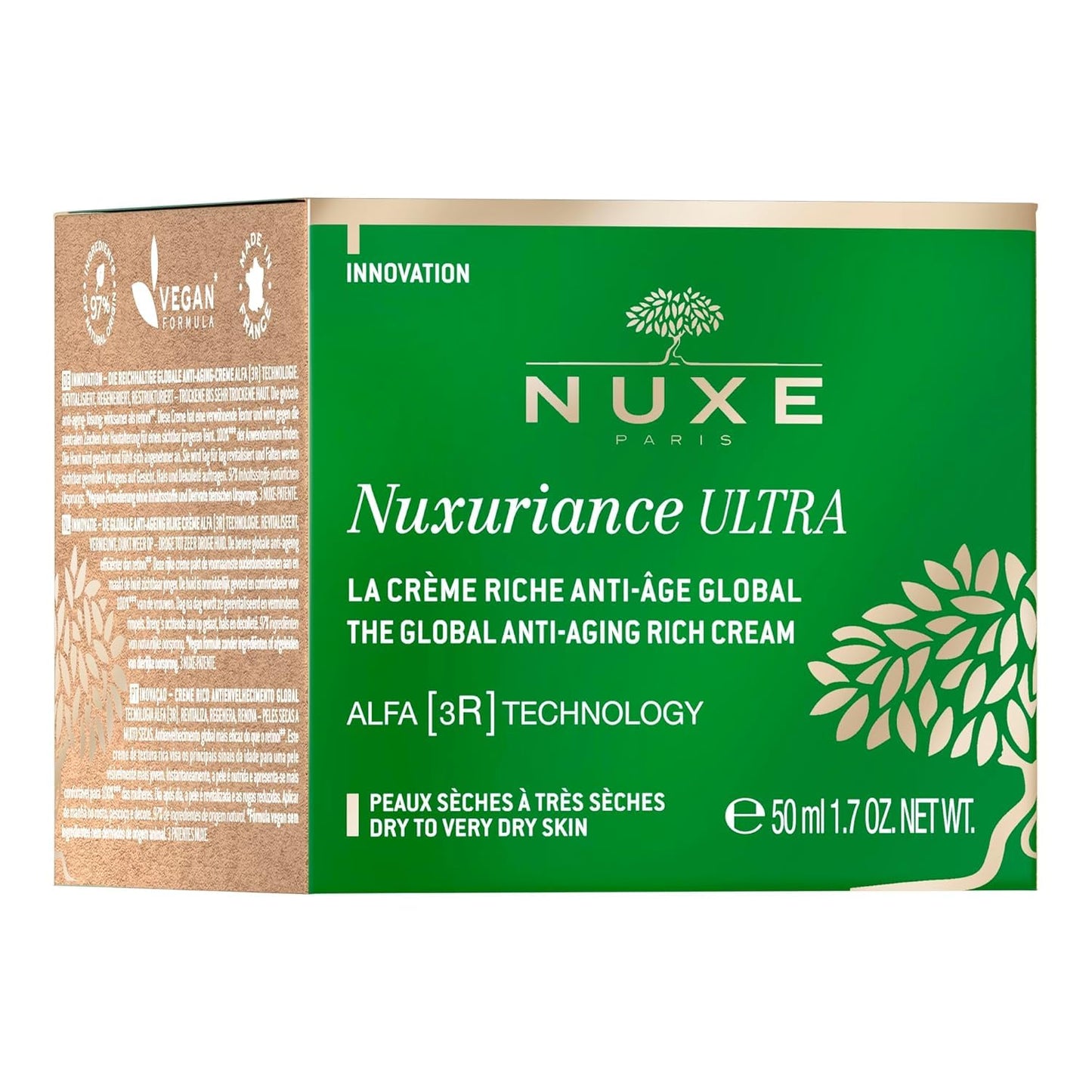 Nuxe Nuxuriance Ultra Global Anti-Aging Rich Cream with Hyaluronic Acid and ALFA 3R Technology, Revitalize, Renewing, Resurfacing Treatment for Dry Skin, 1.7 fl oz